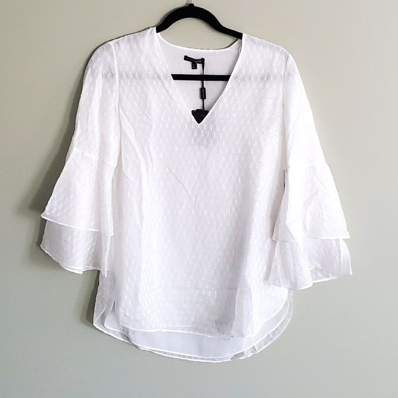 Massimo Dutti - white boho blouse with 3/4 bell sleeve - Picture 1 of 6